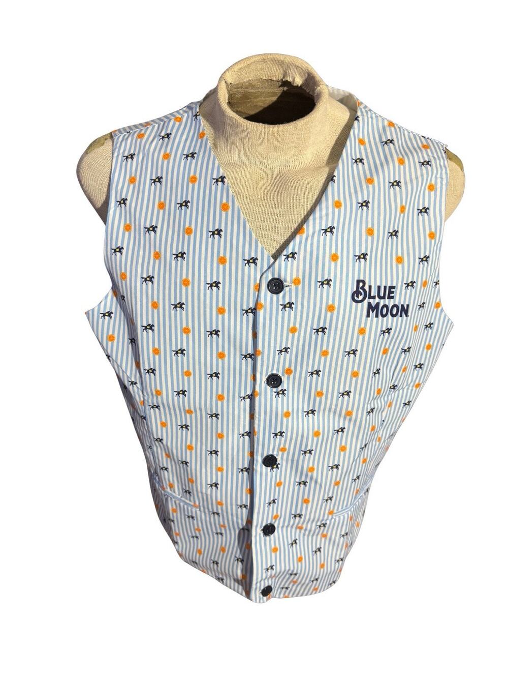 Blue Moon Beer Promo Vest XL Striped Donkey Orange Slice Kentucky Derby 280